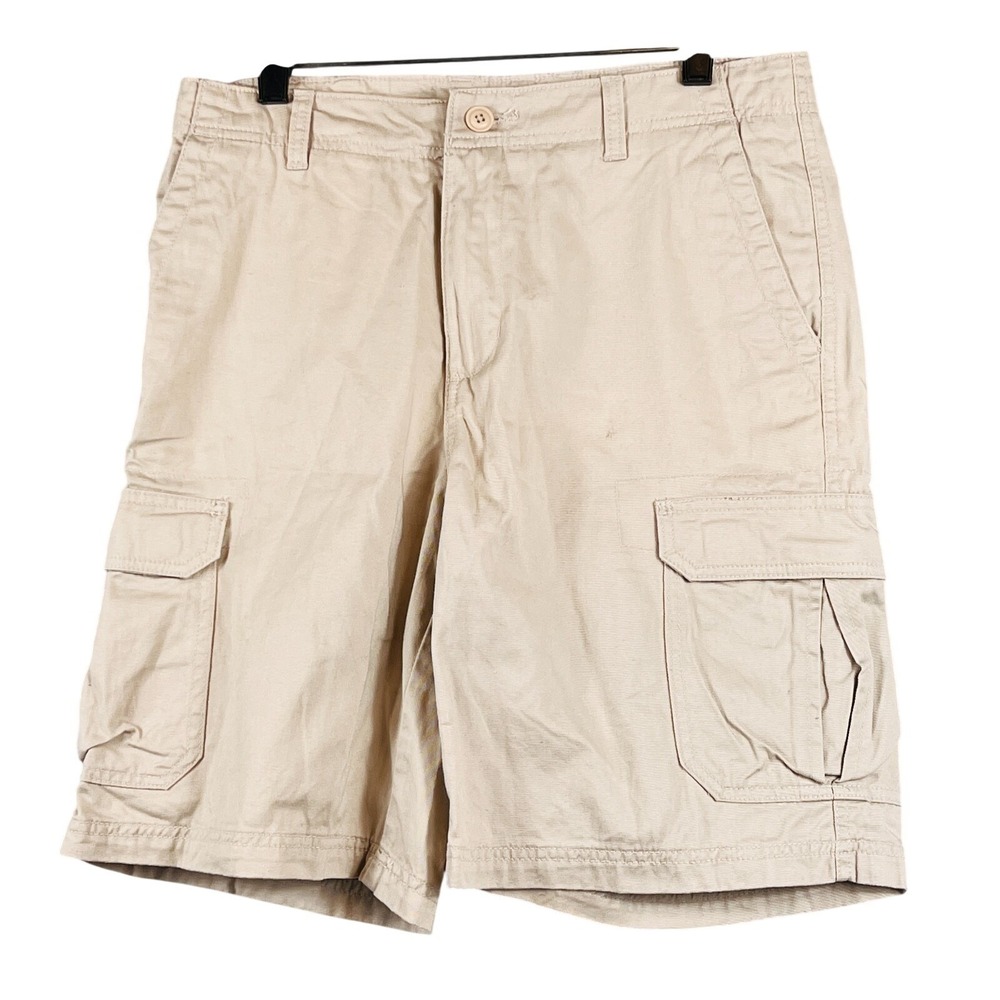 Outdoor Life Mens 30 Cargo Shorts Flat Front Utility Khaki Trail Hiking Workwear